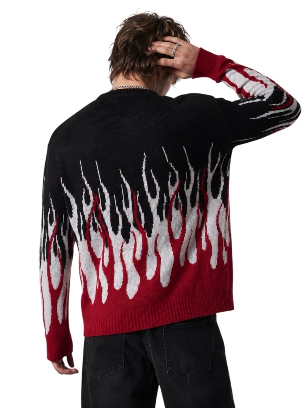 MAENER Gengar Skater Flame Graphic Crewneck Sweater | Skater Streetwear NWT